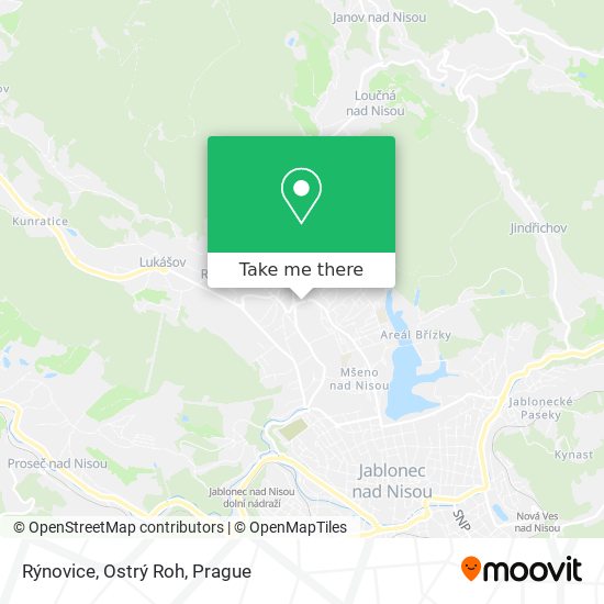 Rýnovice, Ostrý Roh map