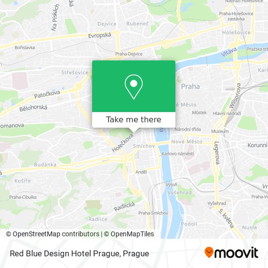 Red Blue Design Hotel Prague map