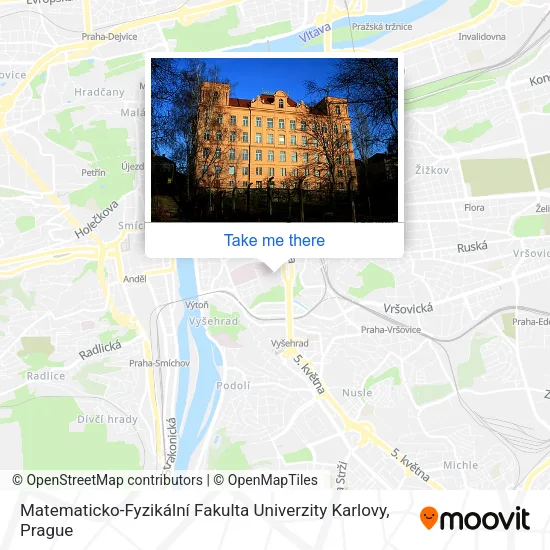 Карта Matematicko-Fyzikální Fakulta Univerzity Karlovy