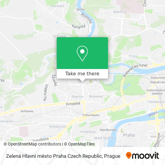 Zelená Hlavní město Praha Czech Republic map