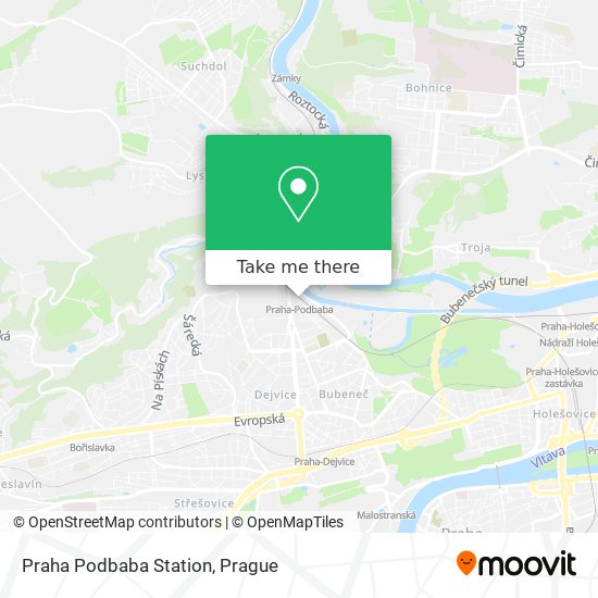 Praha Podbaba Station map