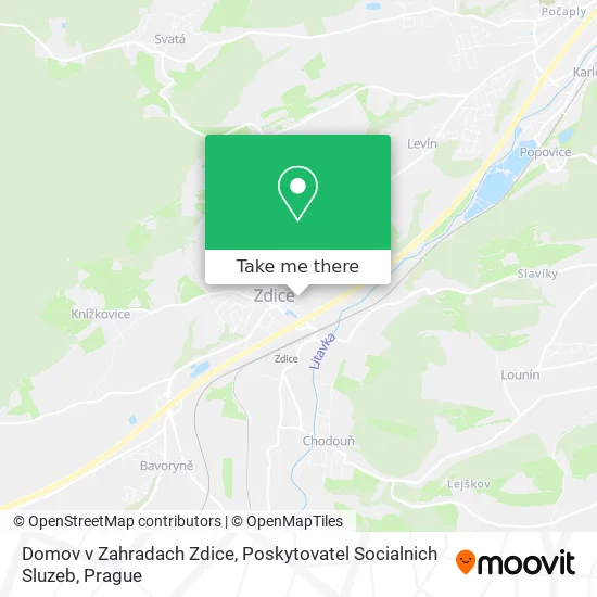 Карта Domov v Zahradach Zdice, Poskytovatel Socialnich Sluzeb