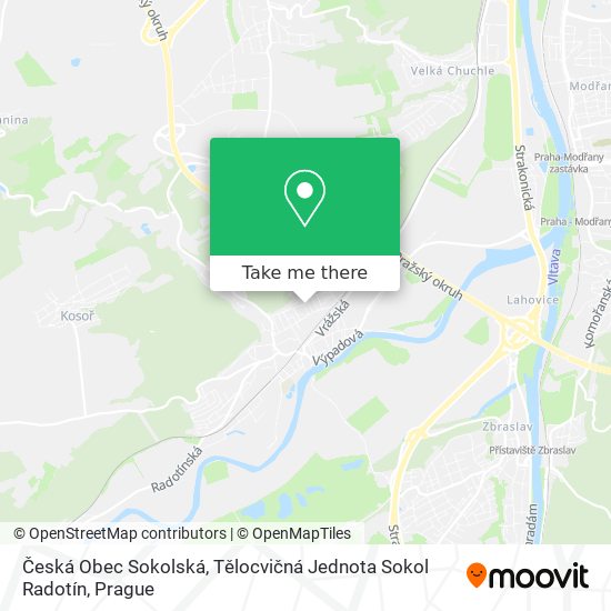 Česká Obec Sokolská, Tělocvičná Jednota Sokol Radotín map