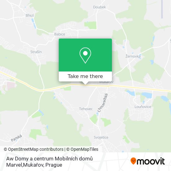 Карта Aw Domy a centrum Mobilních domů Marvel,Mukařov