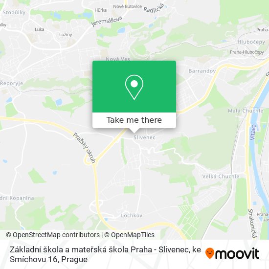 Карта Základní škola a mateřská škola Praha - Slivenec, ke Smíchovu 16