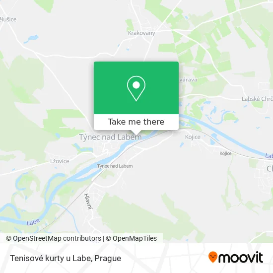 Карта Tenisové kurty u Labe