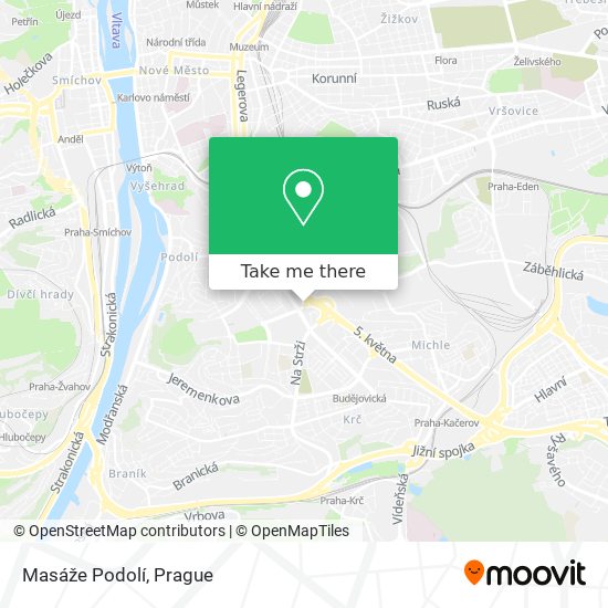 Masáže Podolí map