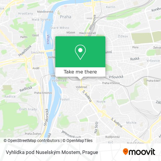 Vyhlídka pod Nuselským Mostem map