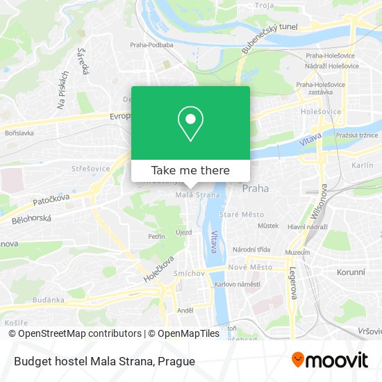 Budget hostel Mala Strana map