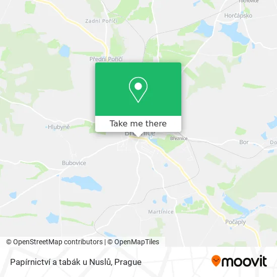 Карта Papírnictví a tabák u Nuslů