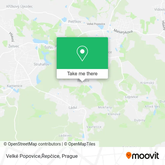 Карта Velké Popovice,Řepčice