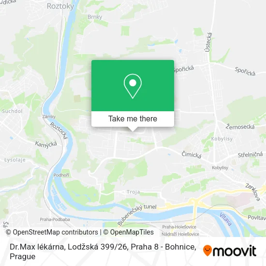 Карта Dr.Max lékárna, Lodžská 399 / 26, Praha 8 - Bohnice