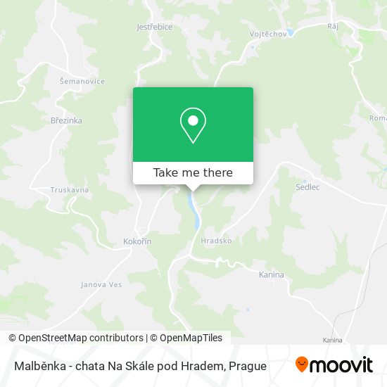 Malběnka - chata Na Skále pod Hradem map