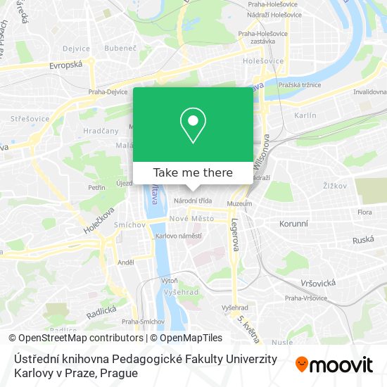 Карта Ústřední knihovna Pedagogické Fakulty Univerzity Karlovy v Praze
