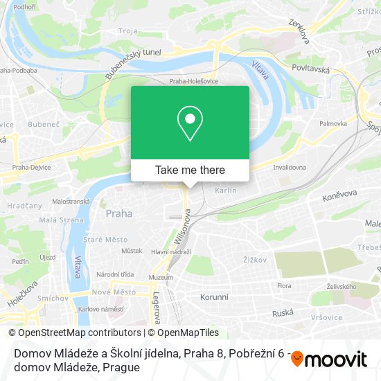 Domov Mládeže a Školní jídelna, Praha 8, Pobřežní 6 - domov Mládeže map