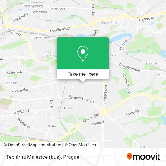 Карта Teplárna Malešice (bus)