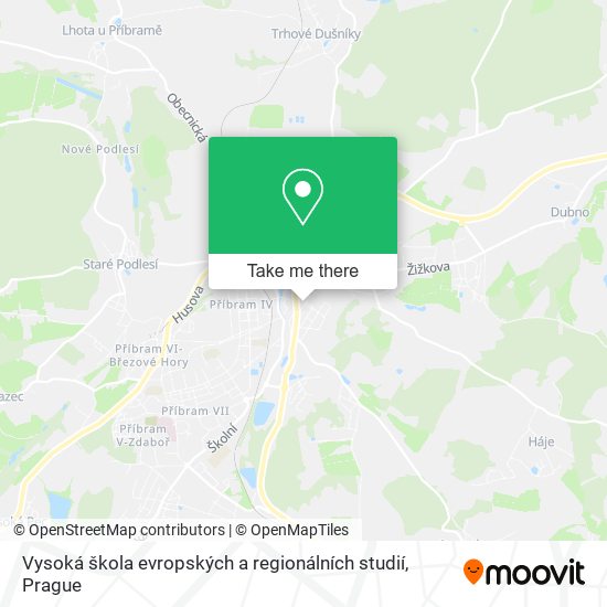 Карта Vysoká škola evropských a regionálních studií