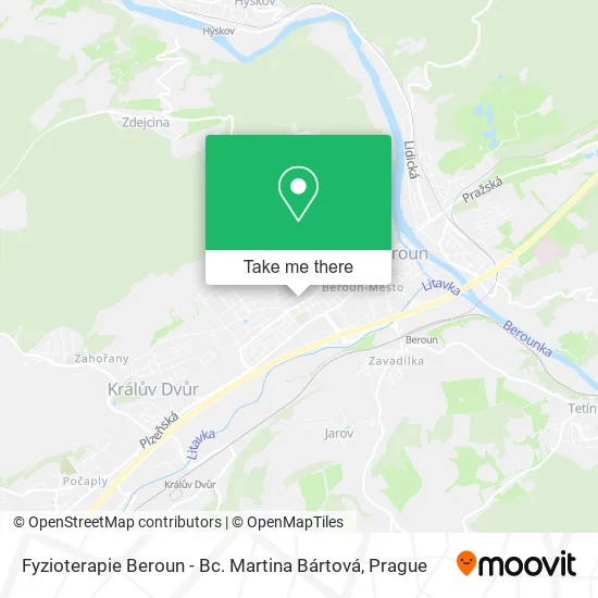 Карта Fyzioterapie Beroun - Bc. Martina Bártová