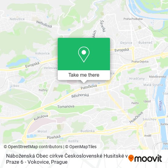 Карта Náboženská Obec církve Československé Husitské v Praze 6 - Vokovice