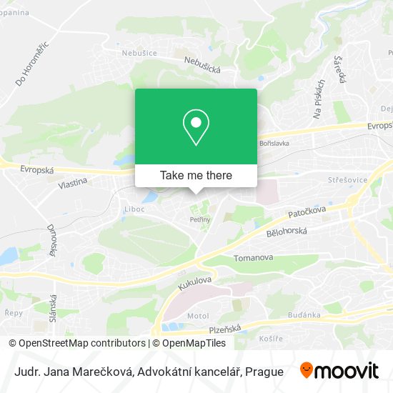 Judr. Jana Marečková, Advokátní kancelář map