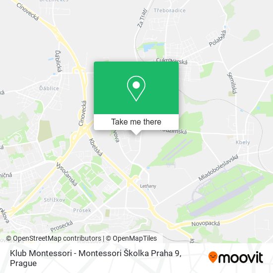 Карта Klub Montessori - Montessori Školka Praha 9