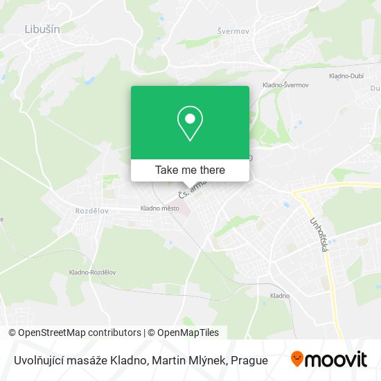 Uvolňující masáže Kladno, Martin Mlýnek map