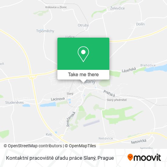 Карта Kontaktní pracoviště úřadu práce Slaný