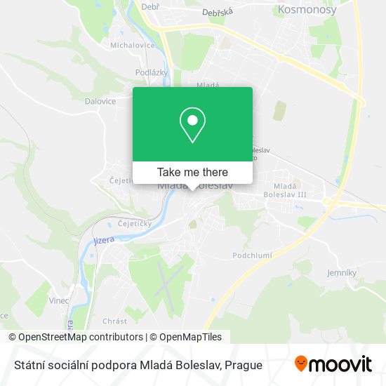 Карта Státní sociální podpora Mladá Boleslav