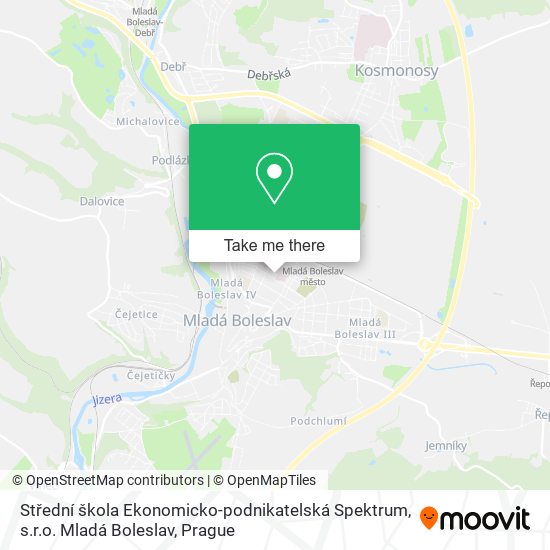 Карта Střední škola Ekonomicko-podnikatelská Spektrum, s.r.o. Mladá Boleslav