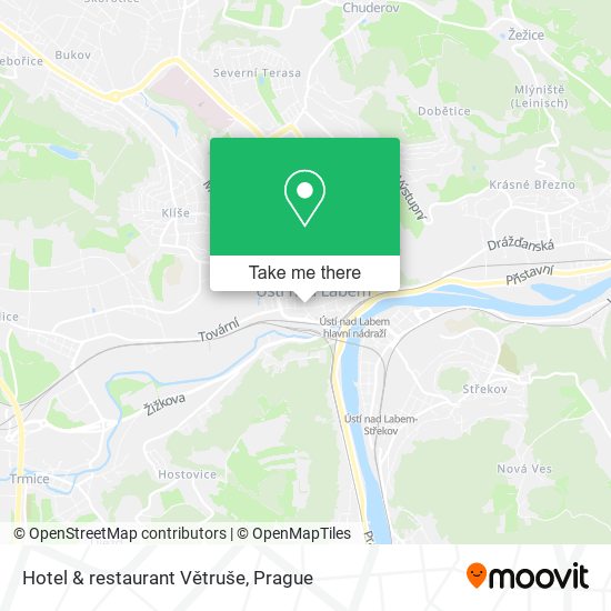 Hotel & restaurant Větruše map