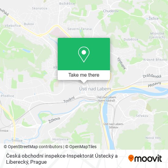 Česká obchodní inspekce-Inspektorát Ústecký a Liberecký map