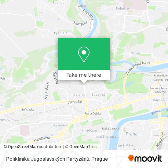 Poliklinika Jugoslávských Partyzánů map
