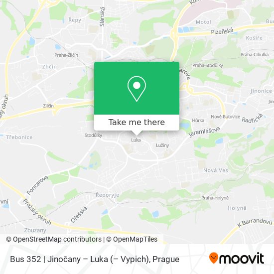 Bus 352 | Jinočany – Luka (– Vypich) map