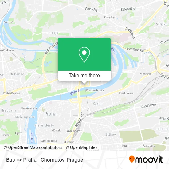 Bus => Praha - Chomutov map