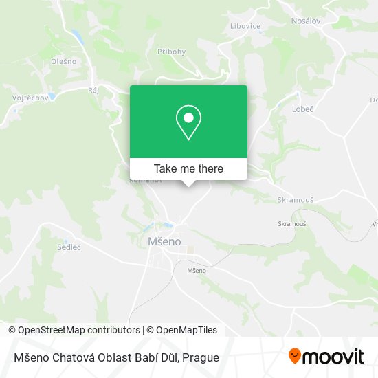 Mšeno Chatová Oblast Babí Důl map