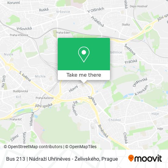 Bus 213 | Nádraží Uhříněves - Želivského map