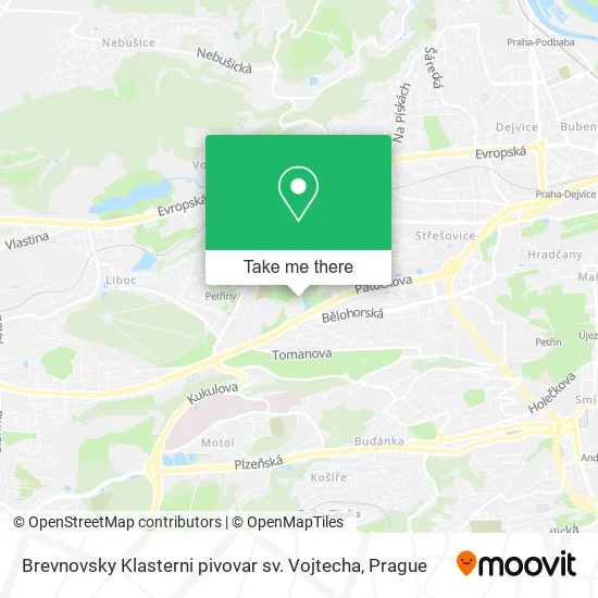 Карта Brevnovsky Klasterni pivovar sv. Vojtecha