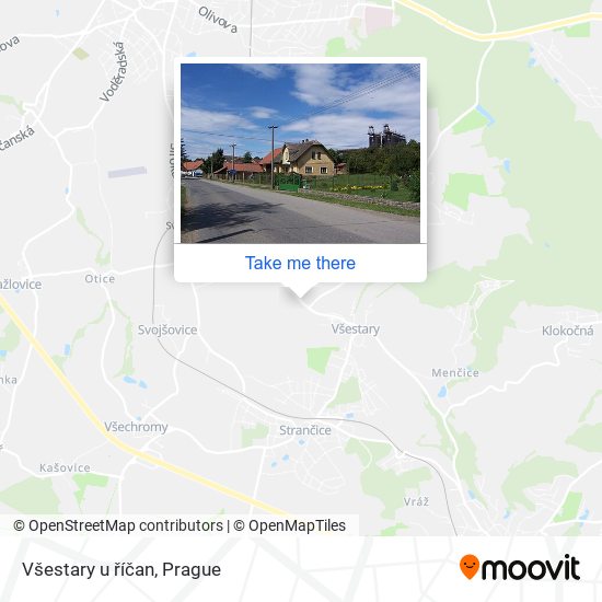 Všestary u říčan map