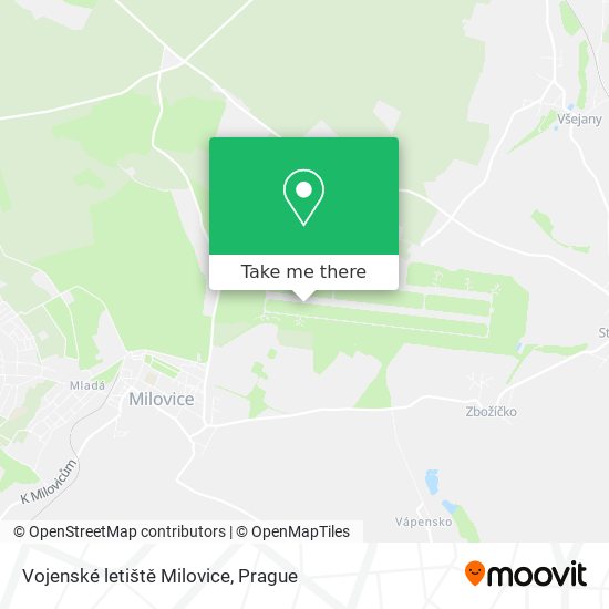 Vojenské letiště Milovice map