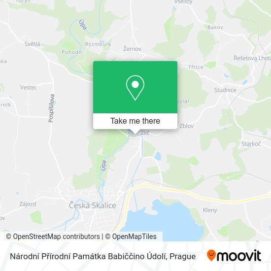 Národní Přírodní Památka Babiččino Údolí map