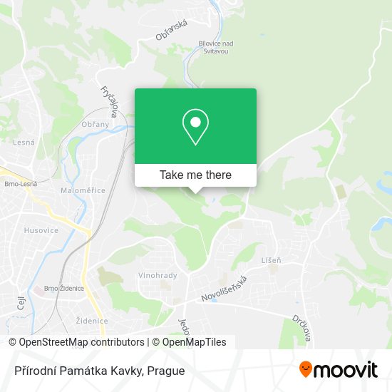Přírodní Památka Kavky map