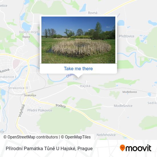 Přírodní Památka Tůně U Hajské map