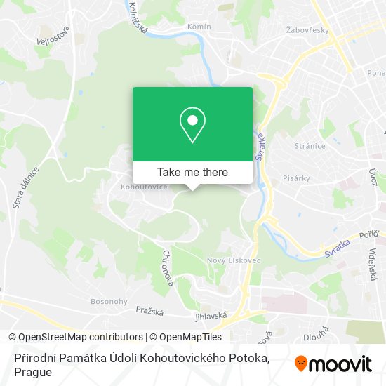 Přírodní Památka Údolí Kohoutovického Potoka map