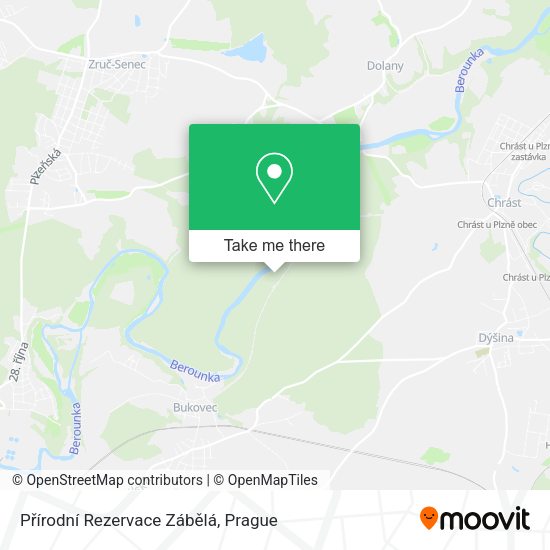 Přírodní Rezervace Zábělá map