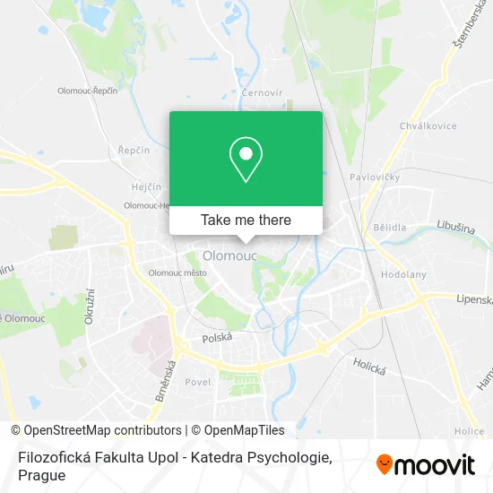 Карта Filozofická Fakulta Upol - Katedra Psychologie