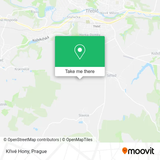 Křivé Hony map