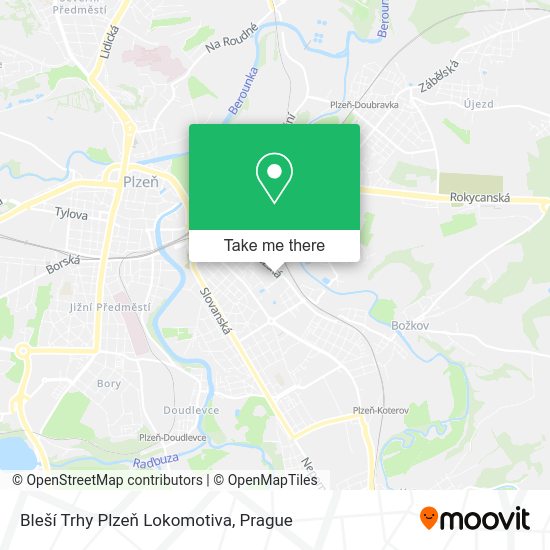 Bleší Trhy Plzeň Lokomotiva map