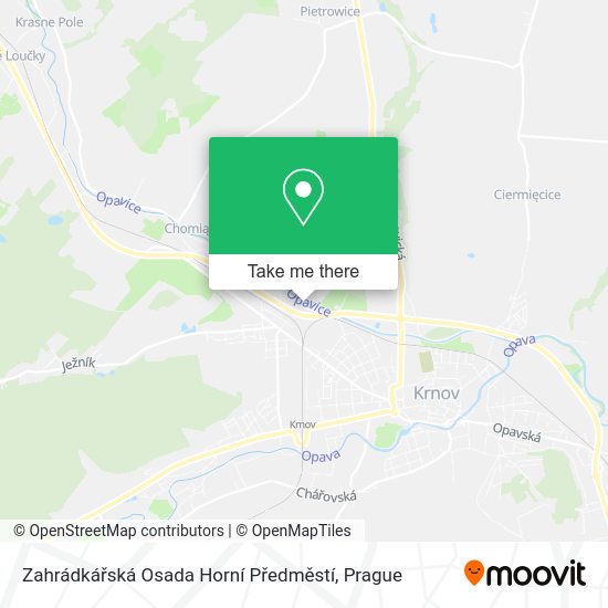 Zahrádkářská Osada Horní Předměstí map