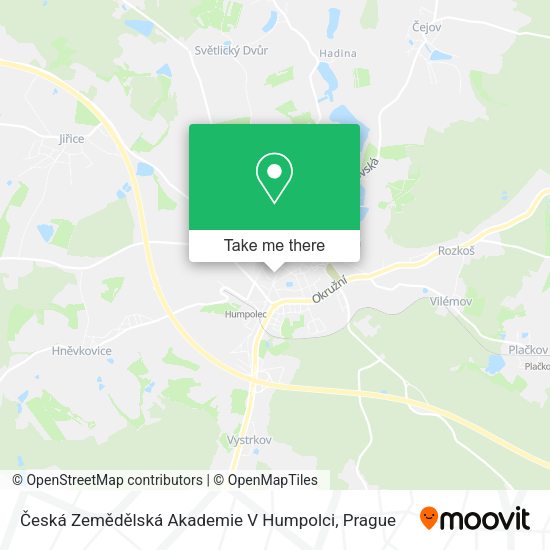 Česká Zemědělská Akademie V Humpolci map