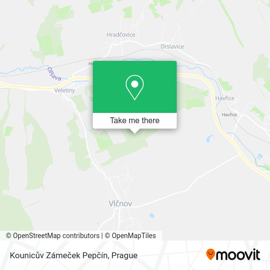 Kounicův Zámeček Pepčín map